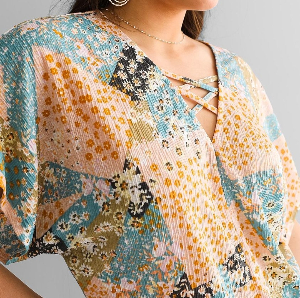 NeW DAYTRIP PATCHWORK PRINT TOP BLOUSE - Picture 3 of 5